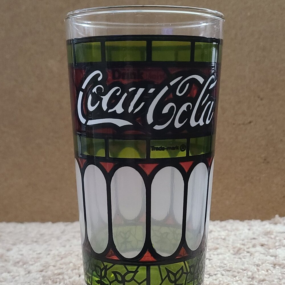 Coca Cola Glass Frosted & Stained Glass